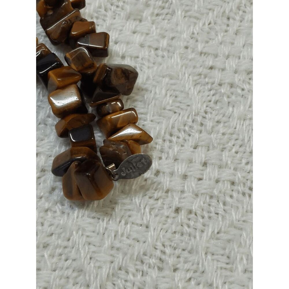 Tiger's Eye Beaded Bracelet Signed Juliet